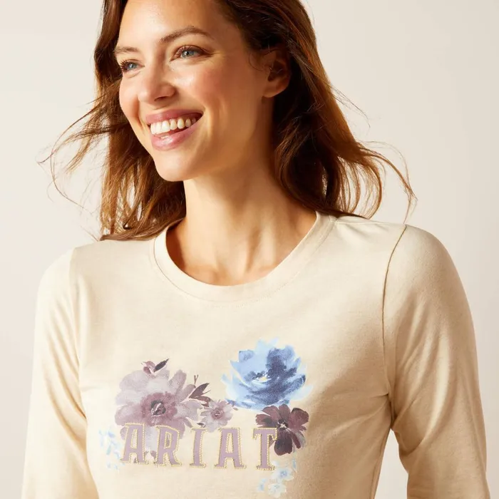 Peonies TShirt Oatmeal Heather Women Ariat TShirts and Tops Peonies TShirt Oatmeal Heather Women Ariat TShirts and Tops
