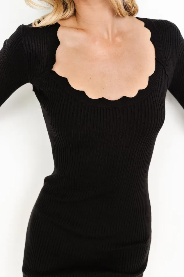 Percy Scalloped Midi Dress Black Women Baltic Born Midi Dresses Percy Scalloped Midi Dress Black Women Baltic Born Midi Dresses