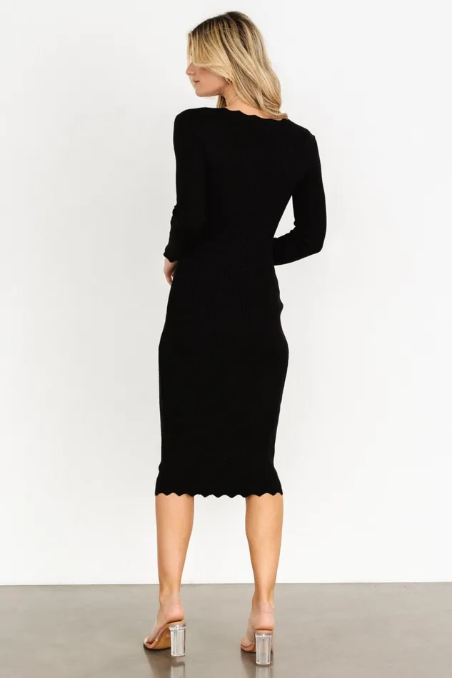 Percy Scalloped Midi Dress Black Women Baltic Born Midi Dresses Percy Scalloped Midi Dress Black Women Baltic Born Midi Dresses