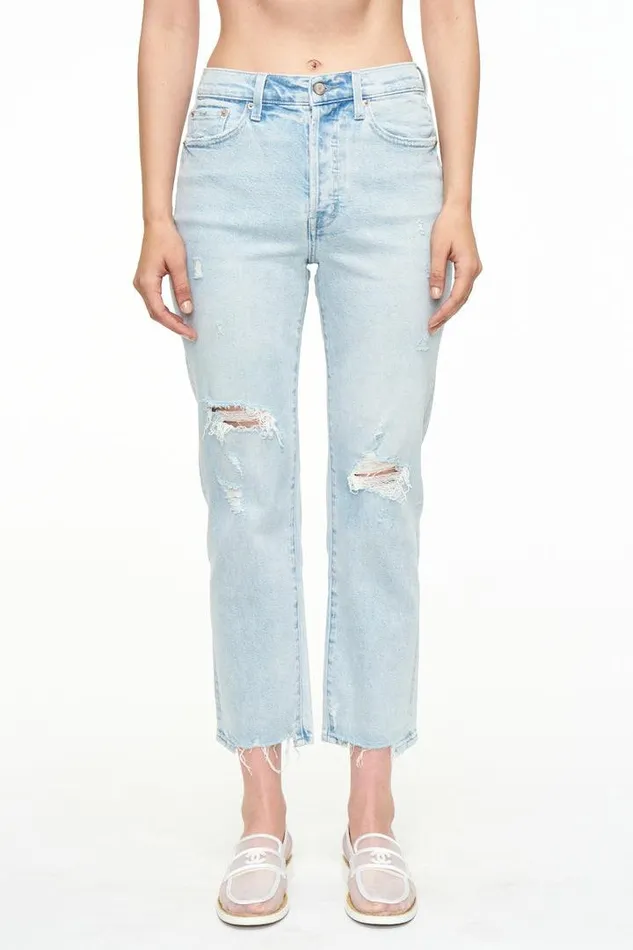 Pistola Denim Denim Women Charlie High Rise Classic Straight Ankle 8211 Hilo Distressed Hilo Distressed