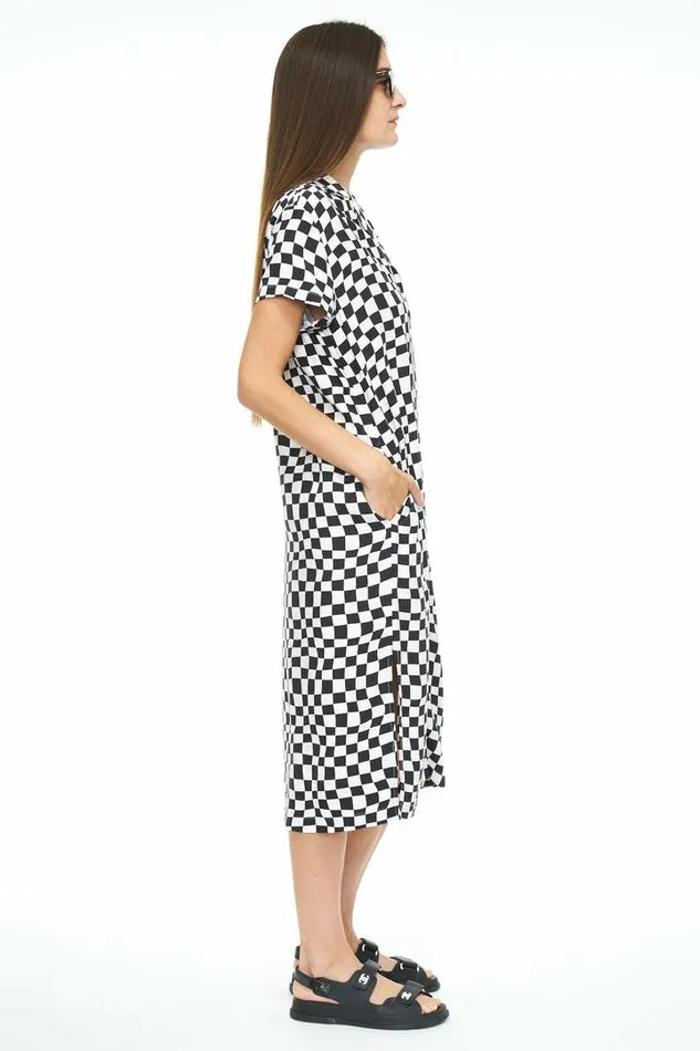 Pistola Denim Dresses Women Amber Pajama Dress 8211 Black White Off The Grid Black White Off
