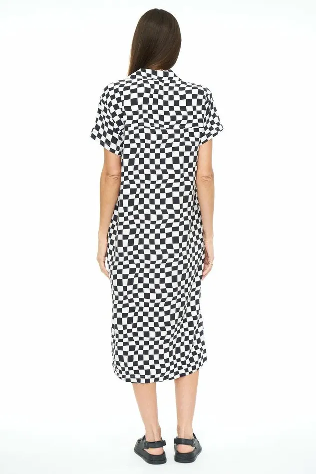 Pistola Denim Dresses Women Amber Pajama Dress 8211 Black White Off The Grid Black White Off