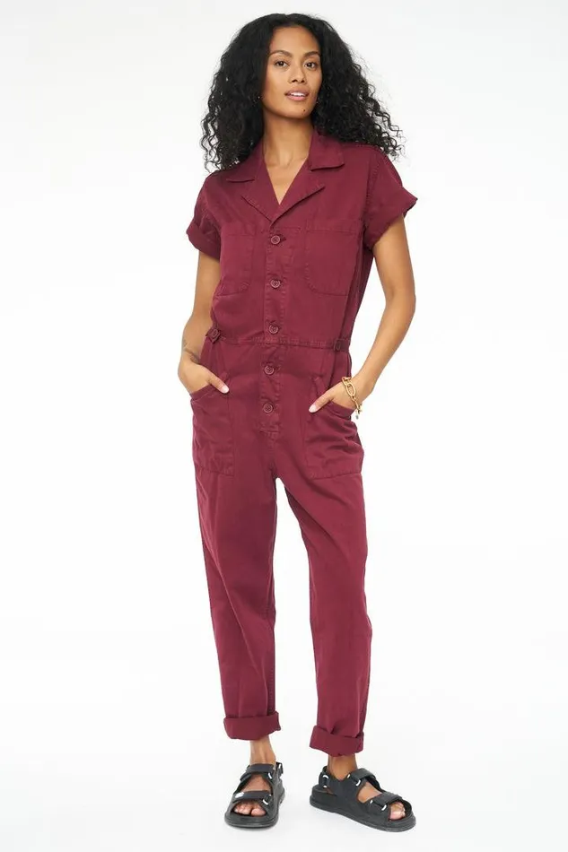 Pistola Denim Jumpsuits and Rompers Women Grover Short Sleeve Field Suit 8211 Merlot Merlot