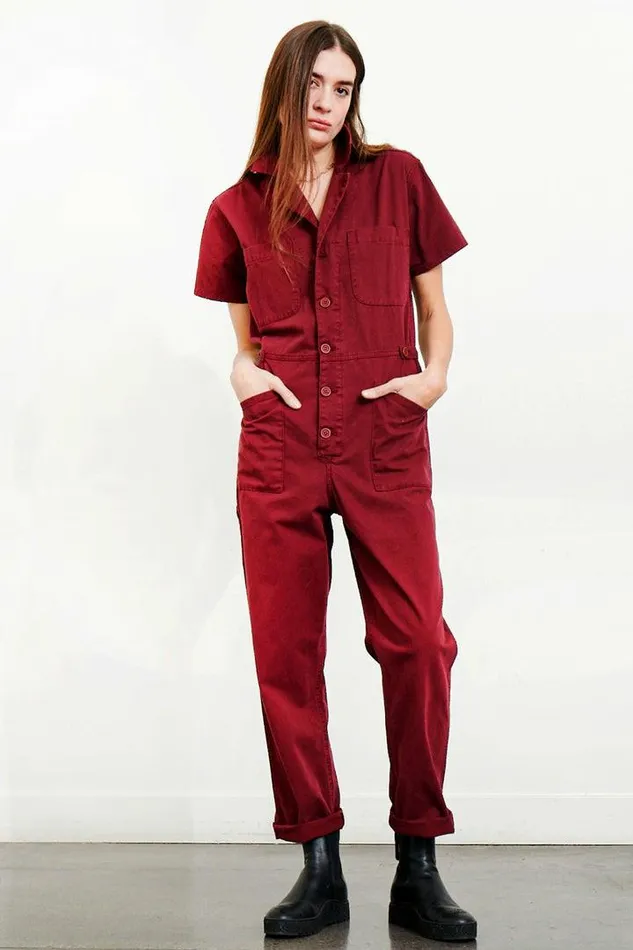 Pistola Denim Jumpsuits and Rompers Women Grover Short Sleeve Field Suit 8211 Merlot Merlot