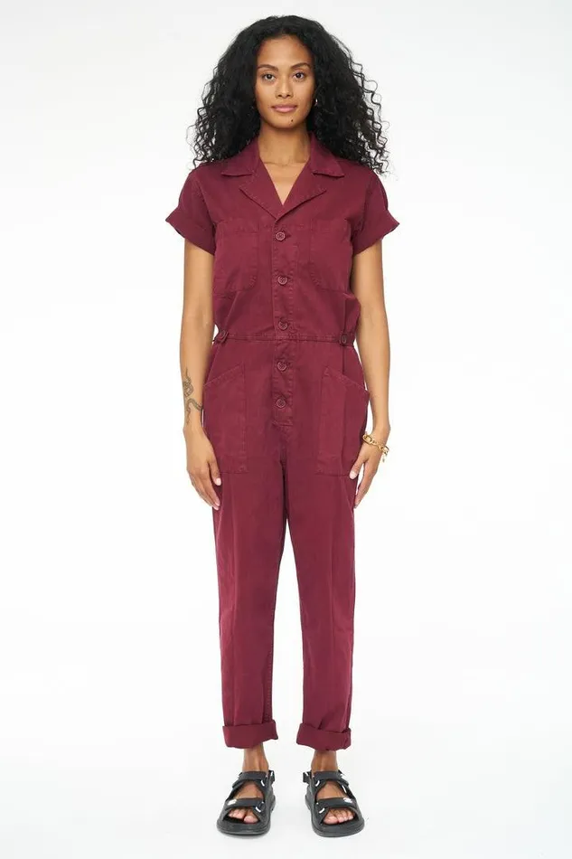 Pistola Denim Jumpsuits and Rompers Women Grover Short Sleeve Field Suit 8211 Merlot Merlot
