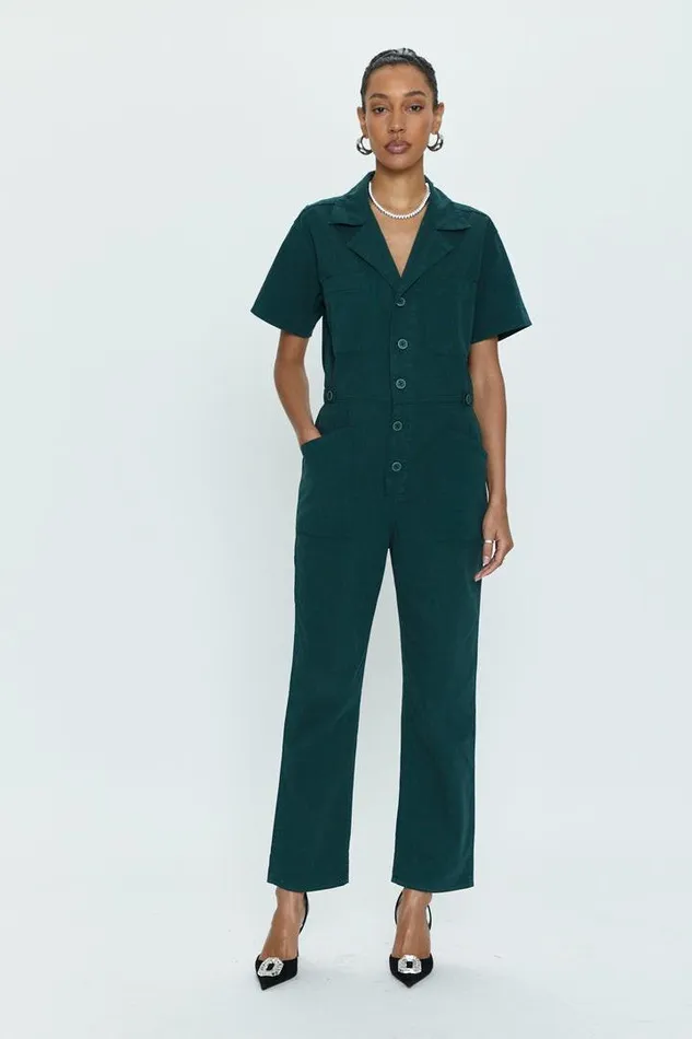 Pistola Denim Jumpsuits and Rompers Women Grover Short Sleeve Field Suit 8211 Pine Pine