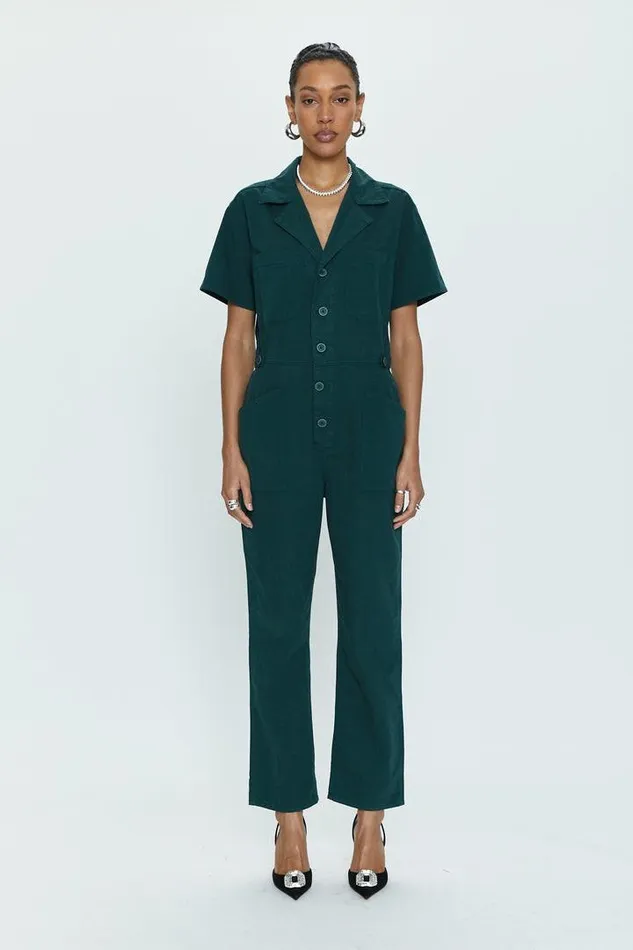 Pistola Denim Jumpsuits and Rompers Women Grover Short Sleeve Field Suit 8211 Pine Pine