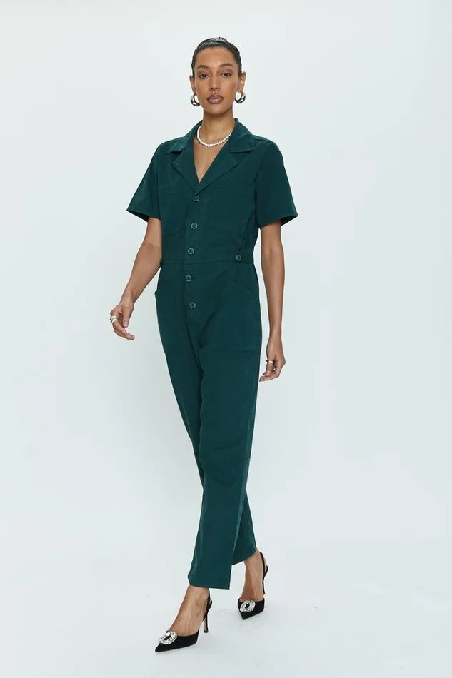 Pistola Denim Jumpsuits and Rompers Women Grover Short Sleeve Field Suit 8211 Pine Pine