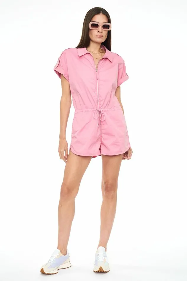 Pistola Denim Jumpsuits and Rompers Women Meg Zip Front Romper 8211 Flamingo Flamingo