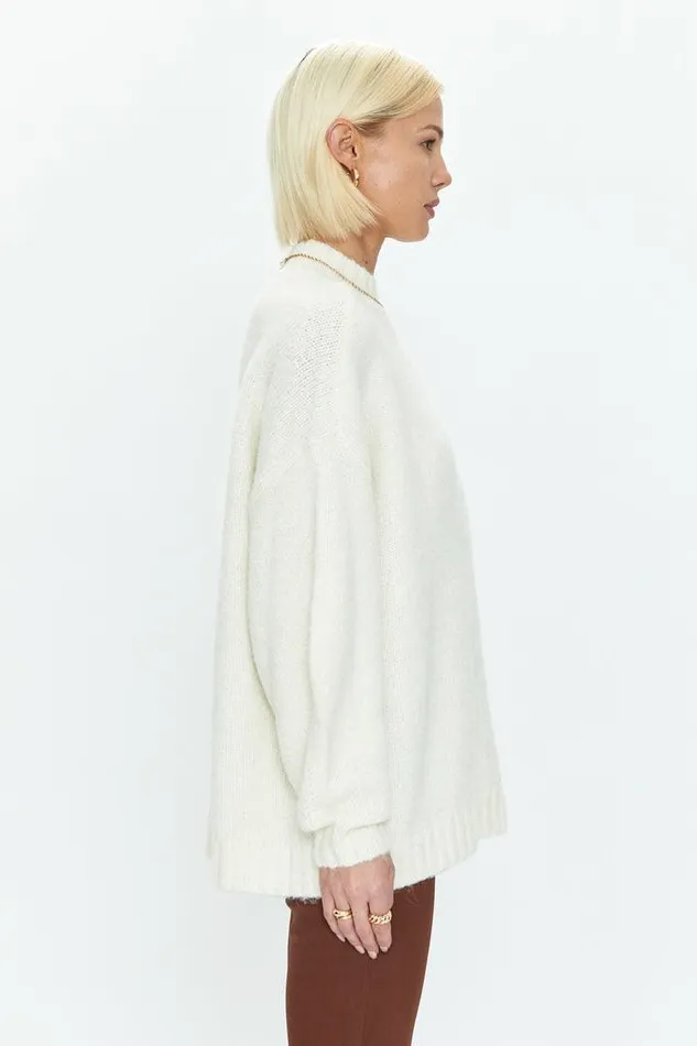 Pistola Denim Sweaters and Knits Women Carlen Mock Neck Sweater 8211 Ecru Ecru