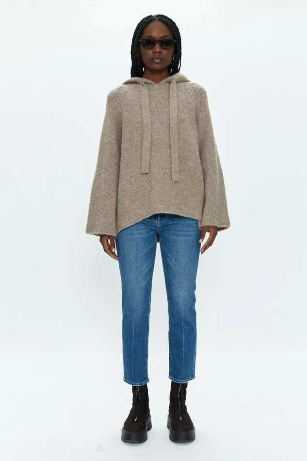 Pistola Denim Sweaters and Knits Women Elena Oversized Hoodie 8211 Taupe Taupe