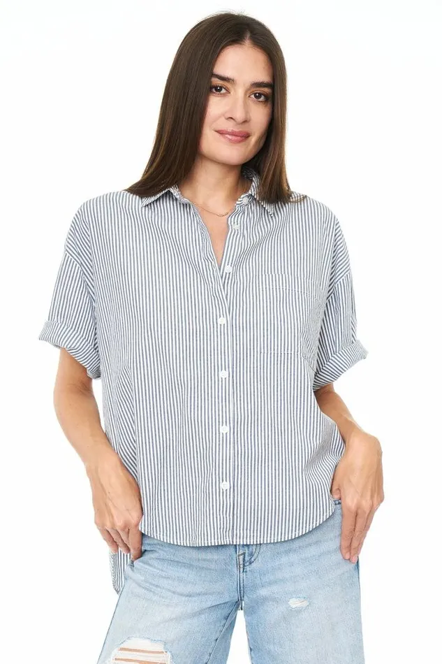 Pistola Denim Tops Women Cam Short Sleeve Button Down Shirt 8211 Sea Stripe Sea Stripe