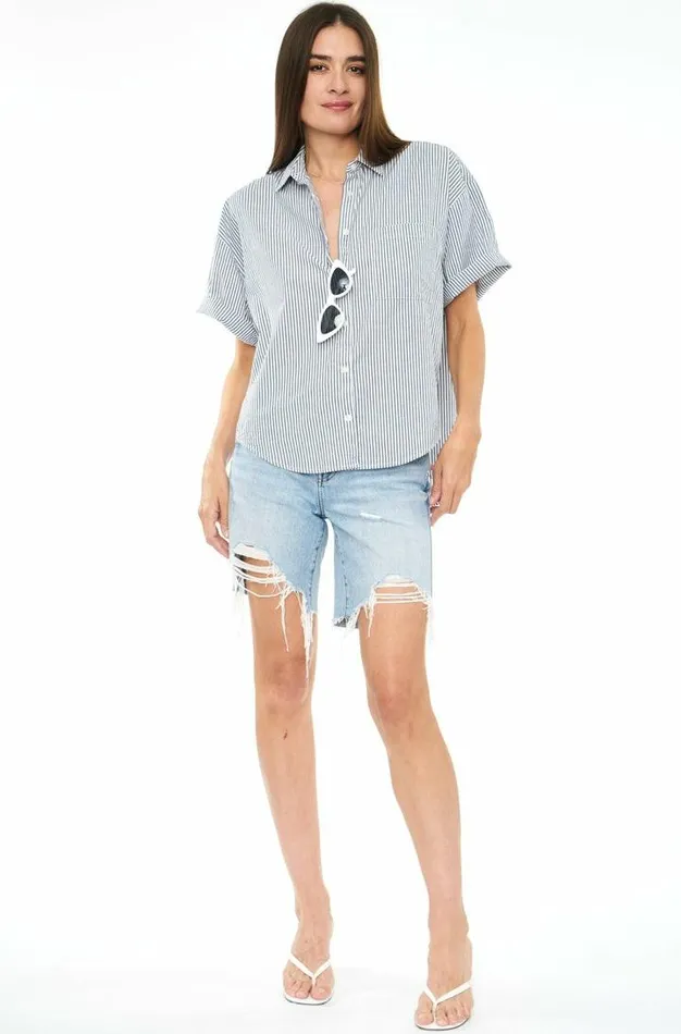 Pistola Denim Tops Women Cam Short Sleeve Button Down Shirt 8211 Sea Stripe Sea Stripe