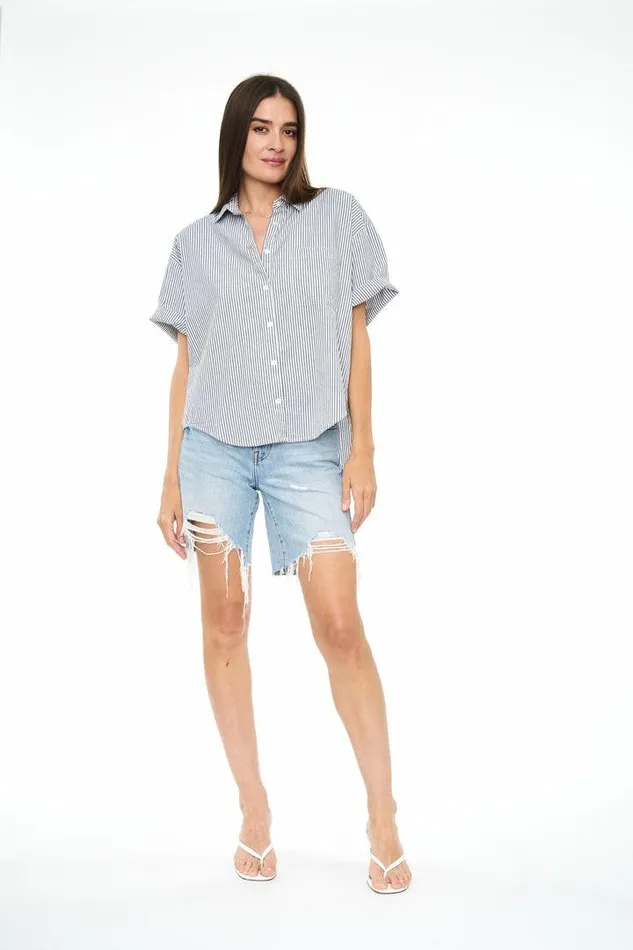 Pistola Denim Tops Women Cam Short Sleeve Button Down Shirt 8211 Sea Stripe Sea Stripe