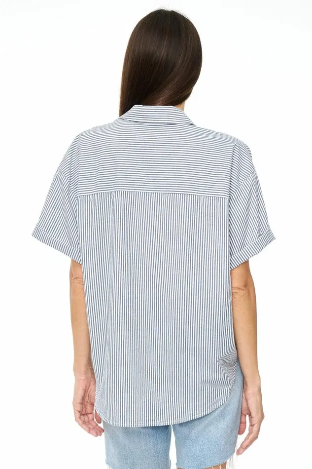 Pistola Denim Tops Women Cam Short Sleeve Button Down Shirt 8211 Sea Stripe Sea Stripe