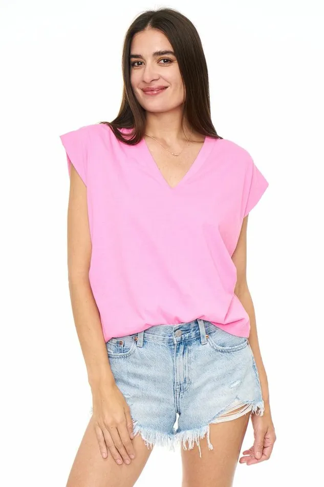 Pistola Denim Tops Women Carson VNeck Muscle Tee 8211 Flamingo Flamingo