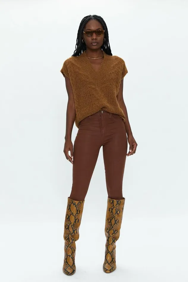 Pistola Denim Tops Women Kiran Sweater Vest 8211 Chestnut Cable Chestnut Cable