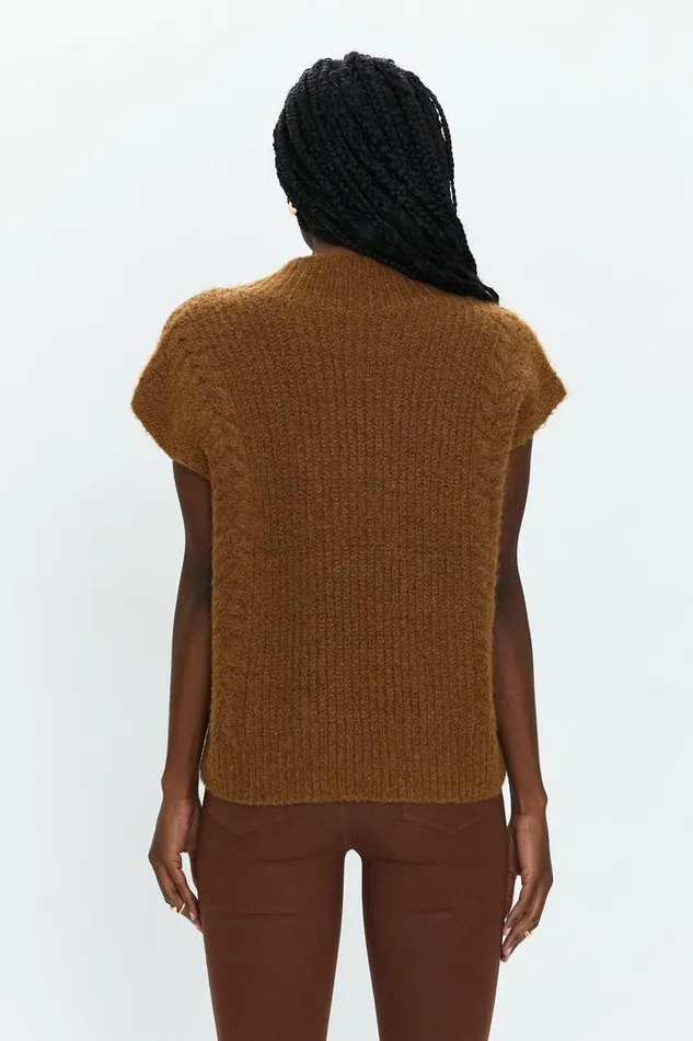 Pistola Denim Tops Women Kiran Sweater Vest 8211 Chestnut Cable Chestnut Cable