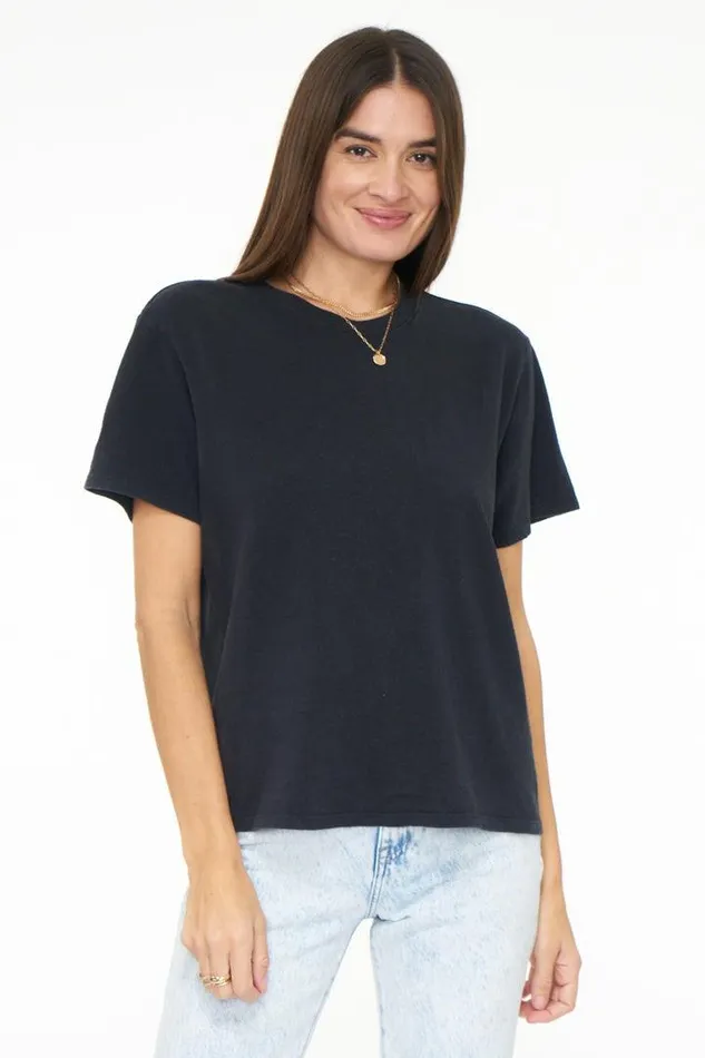 Pistola Denim Tops Women Palmer Hemp Boxy Tee 8211 Black Stone Black Stone