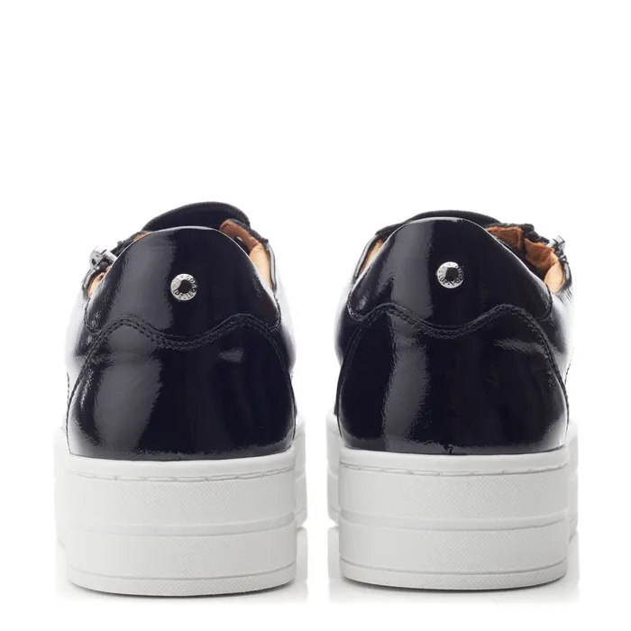Platform Trainers Women Moda In Pelle Abbiy Black Patent Leather