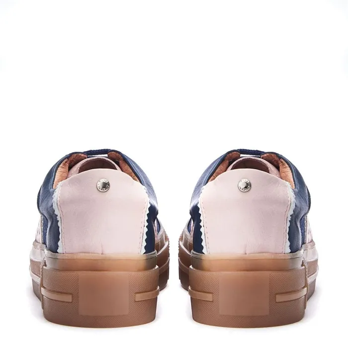 Platform Trainers Women Moda In Pelle Amande Navy Leather