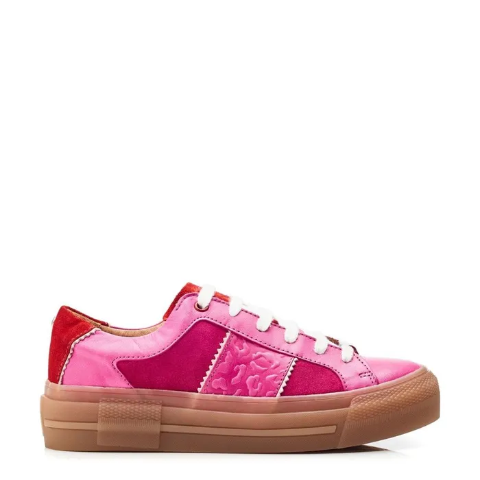 Platform Trainers Women Moda In Pelle Amande Pink Leather
