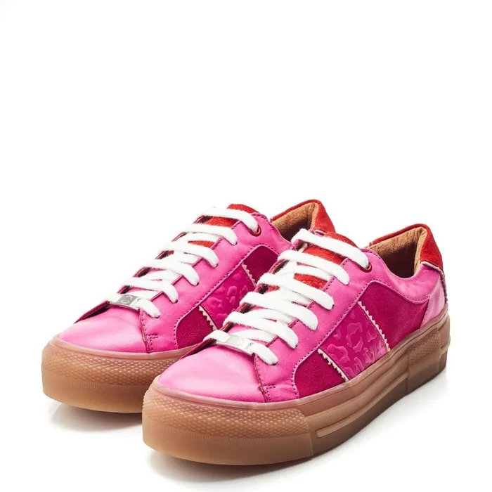 Platform Trainers Women Moda In Pelle Amande Pink Leather