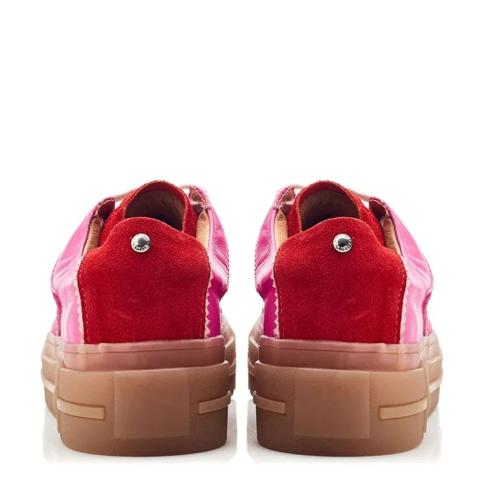 Platform Trainers Women Moda In Pelle Amande Pink Leather