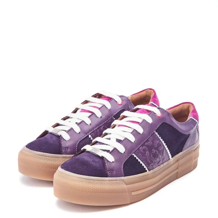 Platform Trainers Women Moda In Pelle Amande Purple Suede