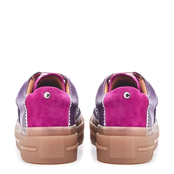 Platform Trainers Women Moda In Pelle Amande Purple Suede