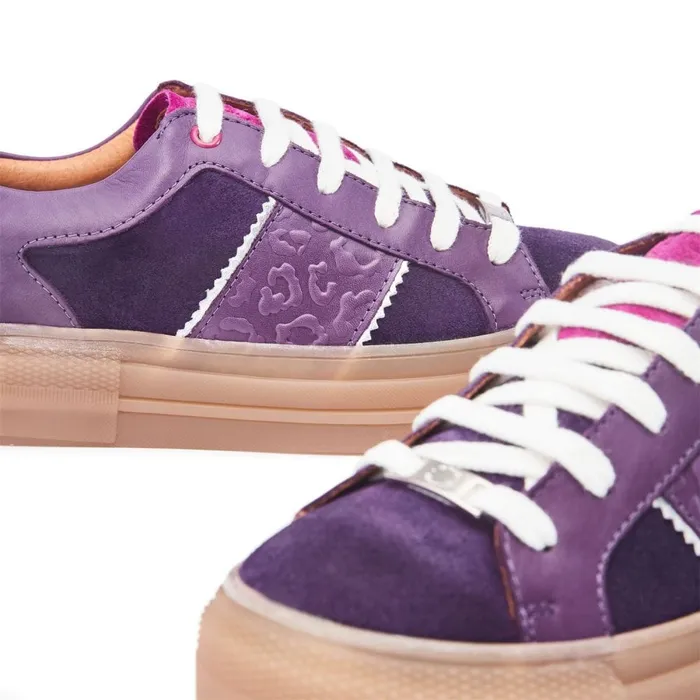 Platform Trainers Women Moda In Pelle Amande Purple Suede