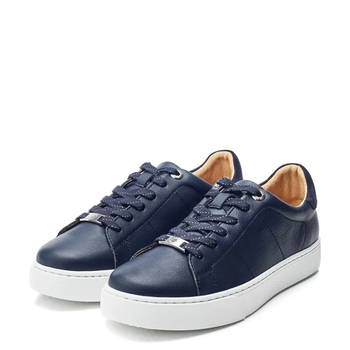 Platform Trainers Women Moda In Pelle Brandie Navy Leather