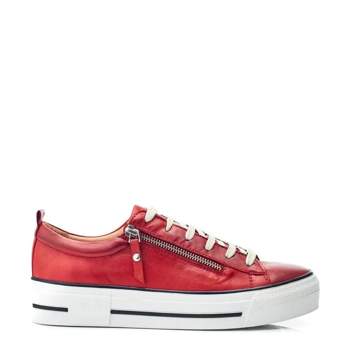 Platform Trainers Women Moda In Pelle Filician Dark Red Leather