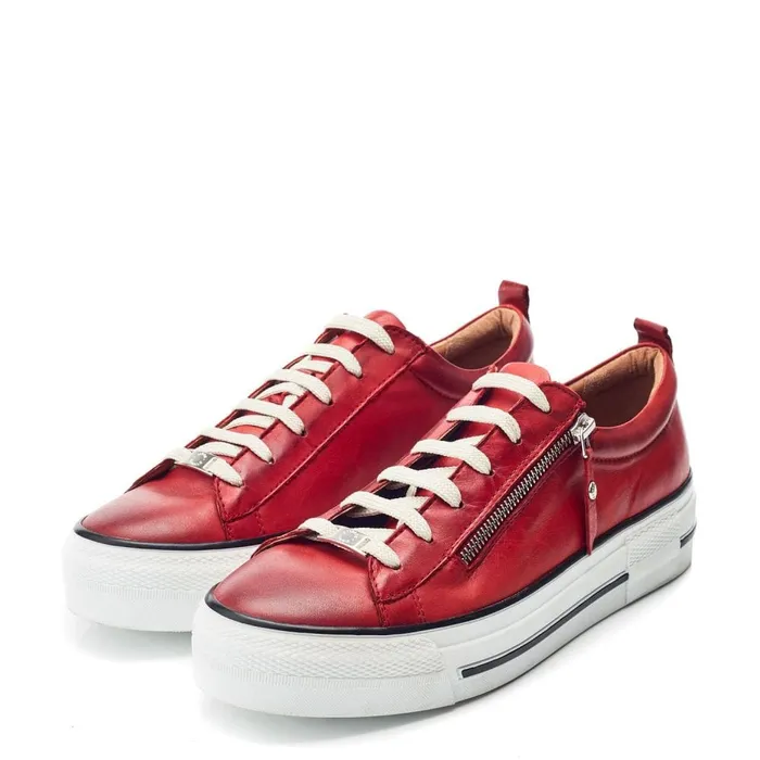 Platform Trainers Women Moda In Pelle Filician Dark Red Leather