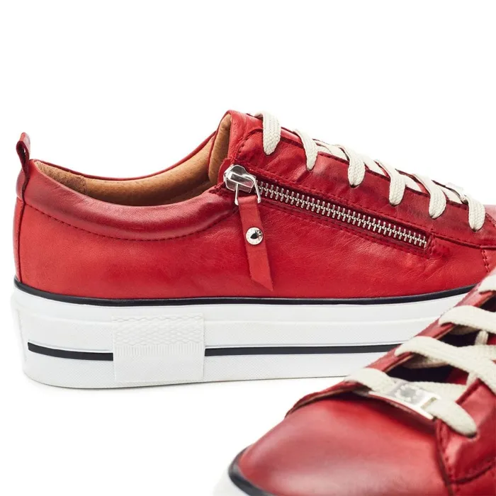 Platform Trainers Women Moda In Pelle Filician Dark Red Leather