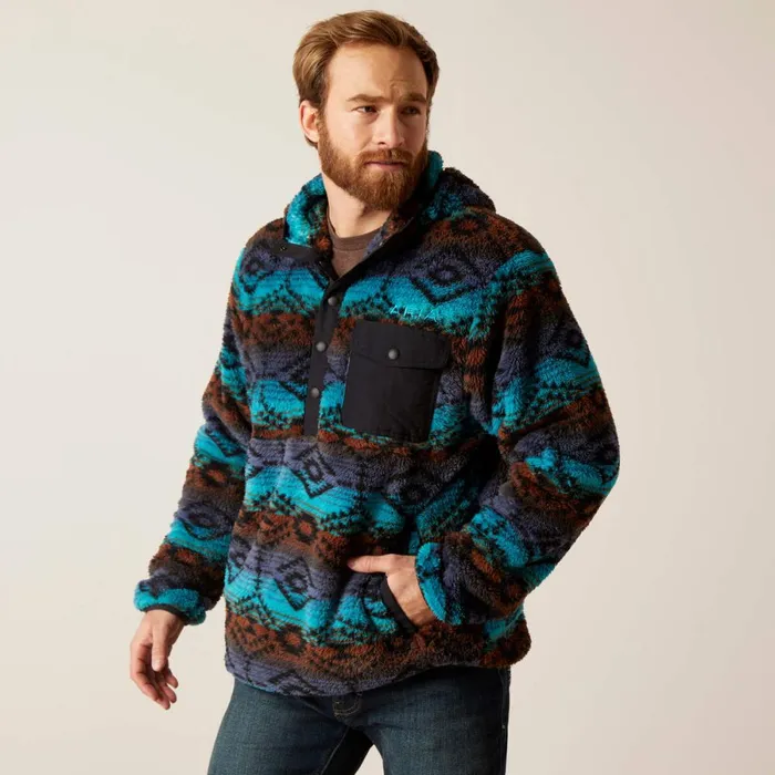 Polar Bear Fleece Hoodie Enamel Blue Serape Men Ariat Sweatshirts and Hoodies