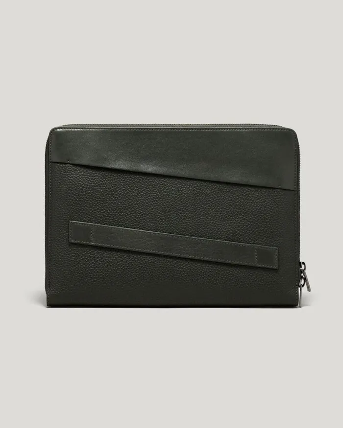 Politix Bags Men Leather Laptop Pouch Dark Khaki