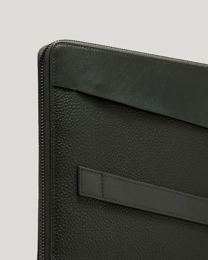 Politix Bags Men Leather Laptop Pouch Dark Khaki