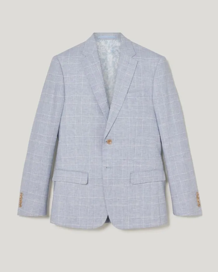 Politix Blazers Men Slim Stretch Check Tailored Jacket Blue Check