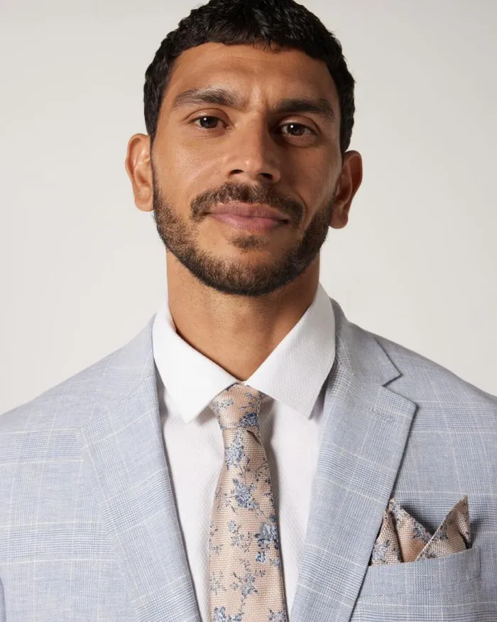 Politix Blazers Men Slim Stretch Check Tailored Jacket Blue Check