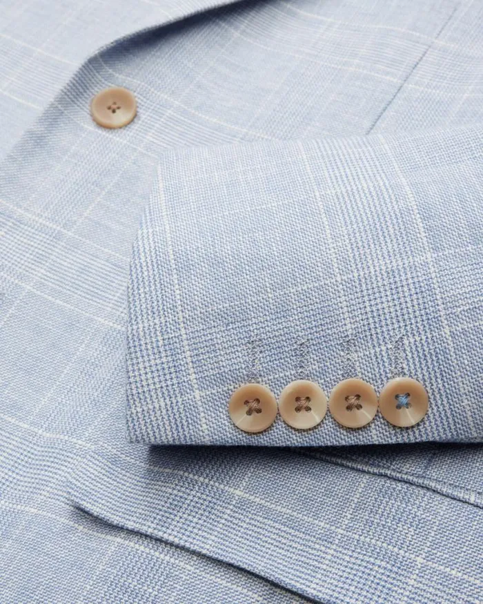 Politix Blazers Men Slim Stretch Check Tailored Jacket Blue Check