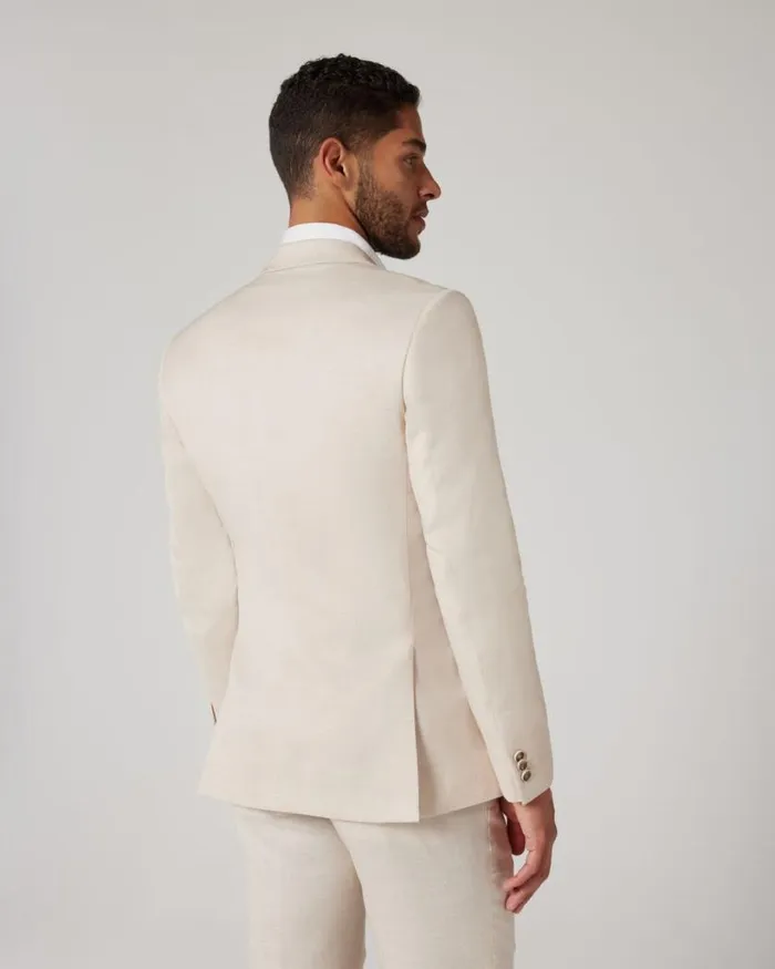 Politix Blazers Men Slim Stretch Double Breasted Tailored Jacket Natural