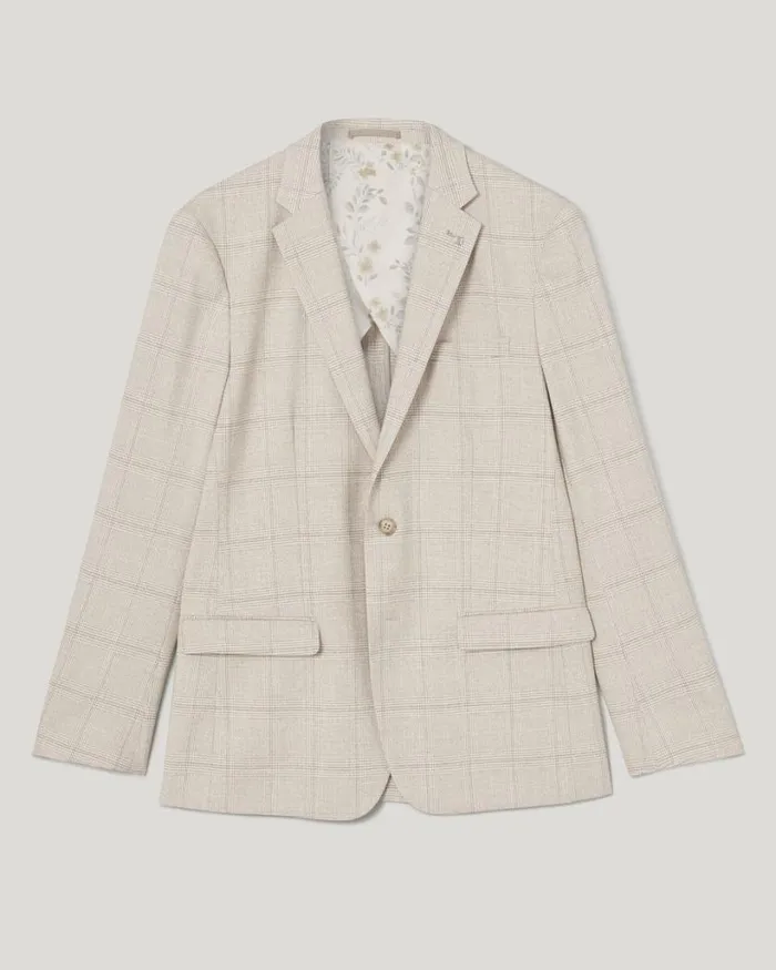 Politix Blazers Men Slim Stretch Prince Of Wales Lightweight Tailored Jacket Natural Check