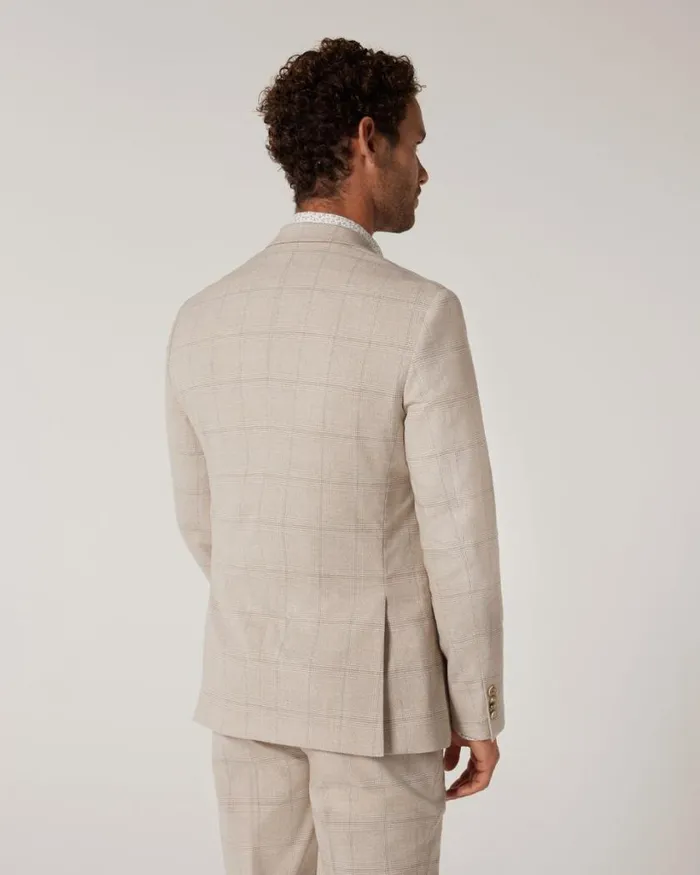 Politix Blazers Men Slim Stretch Prince Of Wales Lightweight Tailored Jacket Natural Check