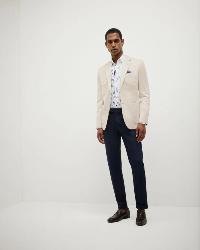 Politix Blazers Men Slim Stretch Travel Blazer Fawn