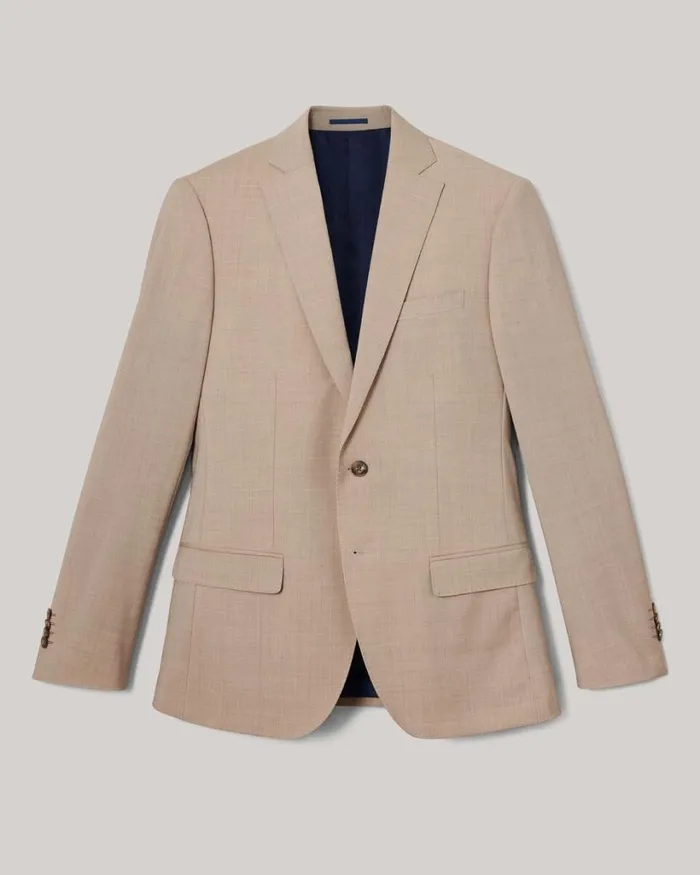 Politix Blazers Men Slim Stretch Wool Blend Tailored Jacket Light Tan
