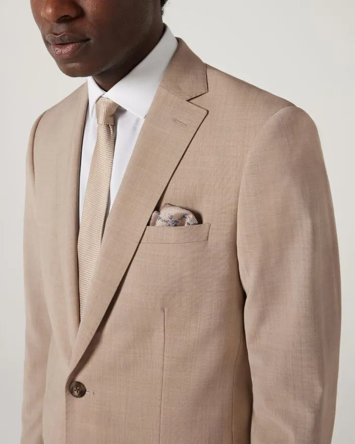 Politix Blazers Men Slim Stretch Wool Blend Tailored Jacket Light Tan