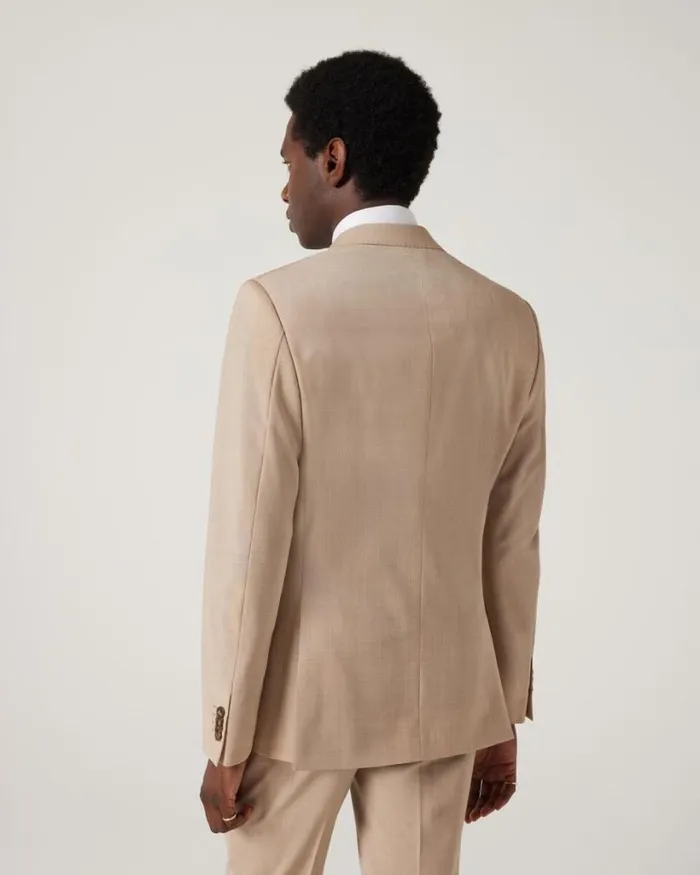 Politix Blazers Men Slim Stretch Wool Blend Tailored Jacket Light Tan