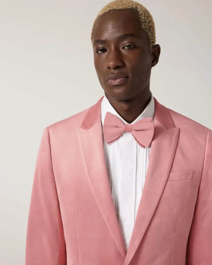 Politix Blazers Men Velvet Tailored Jacket Rose