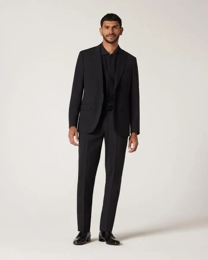 Politix Blazers Men Wool Blend Regular Stretch Premium Tailored Jacket Black